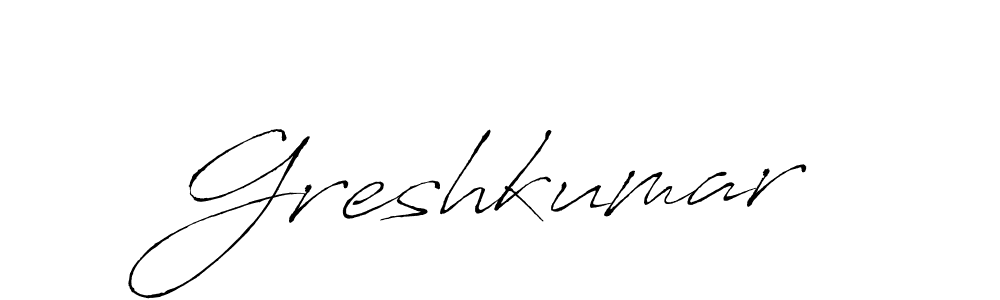 Use a signature maker to create a handwritten signature online. With this signature software, you can design (Antro_Vectra) your own signature for name Greshkumar. Greshkumar signature style 6 images and pictures png