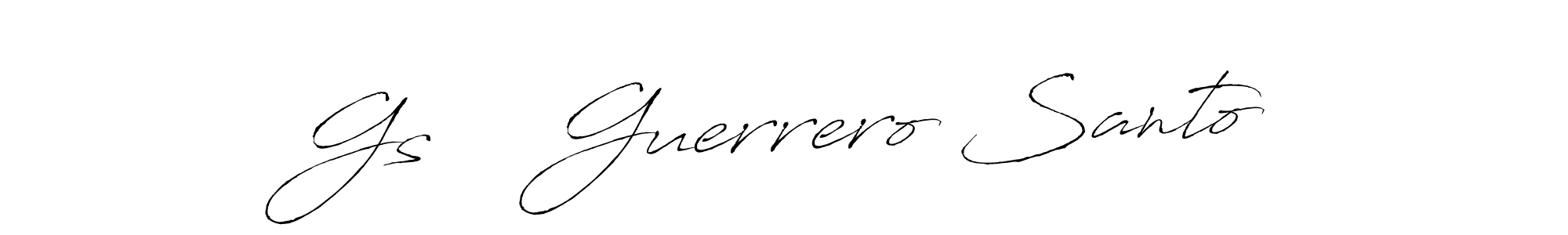 The best way (Antro_Vectra) to make a short signature is to pick only two or three words in your name. The name Gs    Guerrero Santo include a total of six letters. For converting this name. Gs    Guerrero Santo signature style 6 images and pictures png