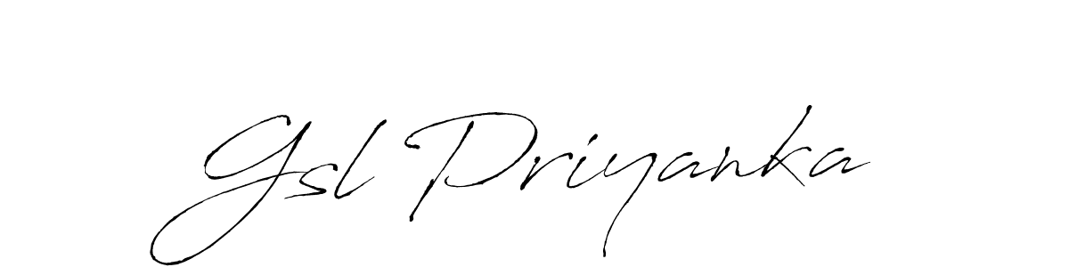 How to make Gsl Priyanka name signature. Use Antro_Vectra style for creating short signs online. This is the latest handwritten sign. Gsl Priyanka signature style 6 images and pictures png