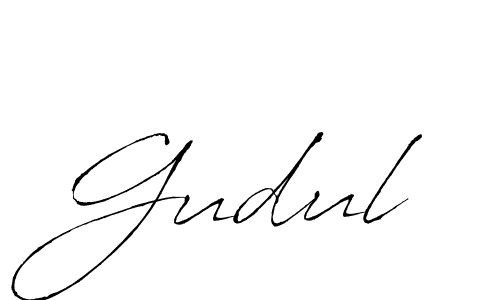 Make a beautiful signature design for name Gudul. With this signature (Antro_Vectra) style, you can create a handwritten signature for free. Gudul signature style 6 images and pictures png