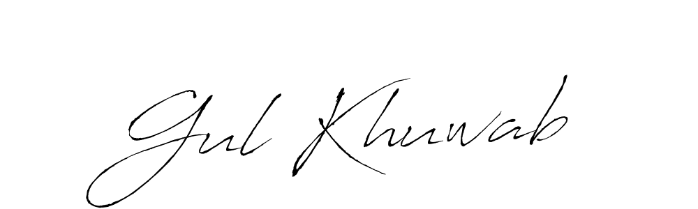 How to make Gul Khuwab name signature. Use Antro_Vectra style for creating short signs online. This is the latest handwritten sign. Gul Khuwab signature style 6 images and pictures png