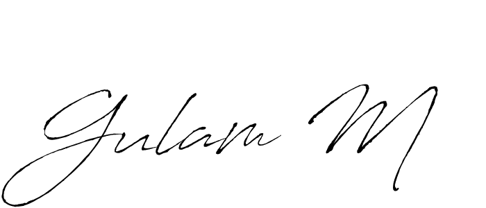 It looks lik you need a new signature style for name Gulam M. Design unique handwritten (Antro_Vectra) signature with our free signature maker in just a few clicks. Gulam M signature style 6 images and pictures png