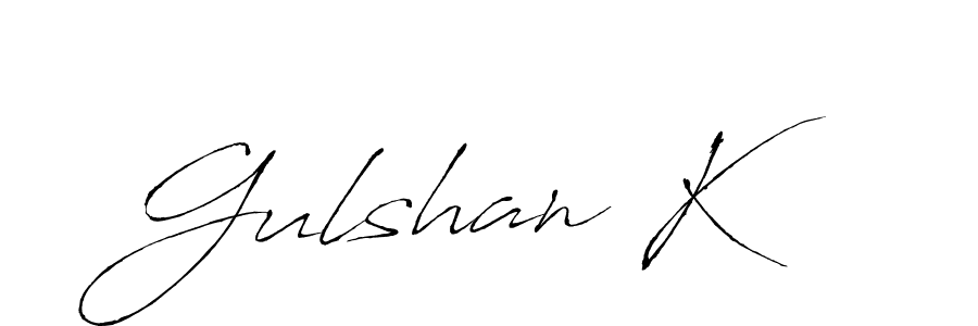 Make a beautiful signature design for name Gulshan K. With this signature (Antro_Vectra) style, you can create a handwritten signature for free. Gulshan K signature style 6 images and pictures png