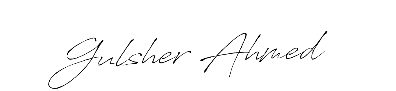 Create a beautiful signature design for name Gulsher Ahmed. With this signature (Antro_Vectra) fonts, you can make a handwritten signature for free. Gulsher Ahmed signature style 6 images and pictures png