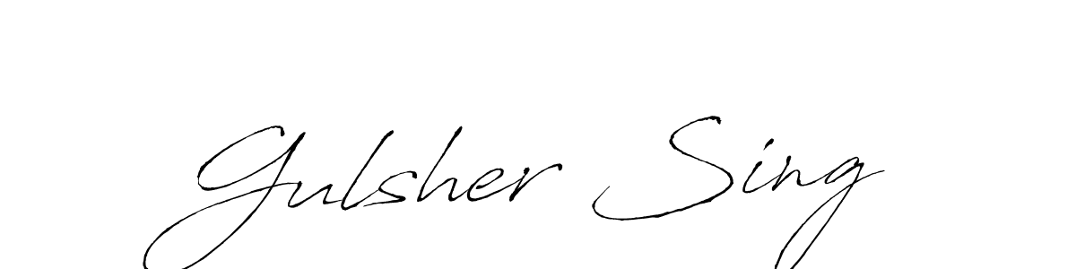 How to make Gulsher Sing name signature. Use Antro_Vectra style for creating short signs online. This is the latest handwritten sign. Gulsher Sing signature style 6 images and pictures png