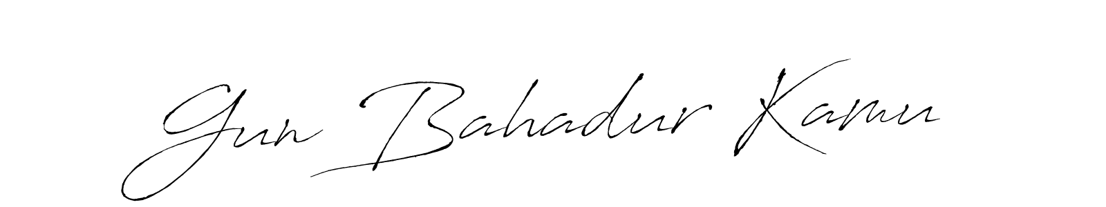 Similarly Antro_Vectra is the best handwritten signature design. Signature creator online .You can use it as an online autograph creator for name Gun Bahadur Kamu. Gun Bahadur Kamu signature style 6 images and pictures png