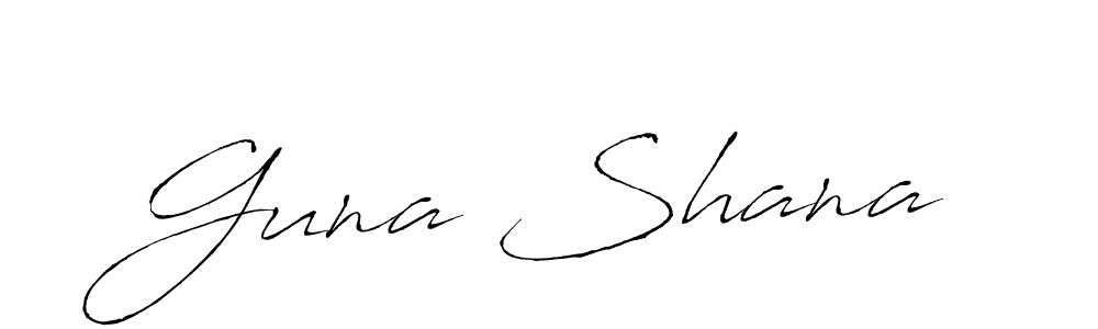 The best way (Antro_Vectra) to make a short signature is to pick only two or three words in your name. The name Guna Shana include a total of six letters. For converting this name. Guna Shana signature style 6 images and pictures png