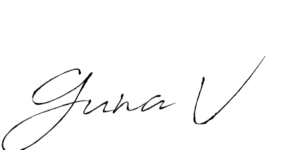 Make a beautiful signature design for name Guna V. With this signature (Antro_Vectra) style, you can create a handwritten signature for free. Guna V signature style 6 images and pictures png