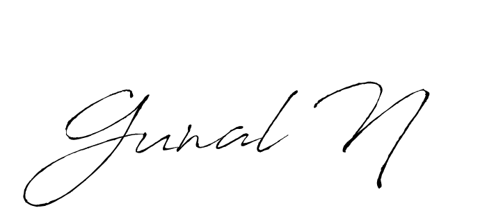 How to make Gunal N signature? Antro_Vectra is a professional autograph style. Create handwritten signature for Gunal N name. Gunal N signature style 6 images and pictures png