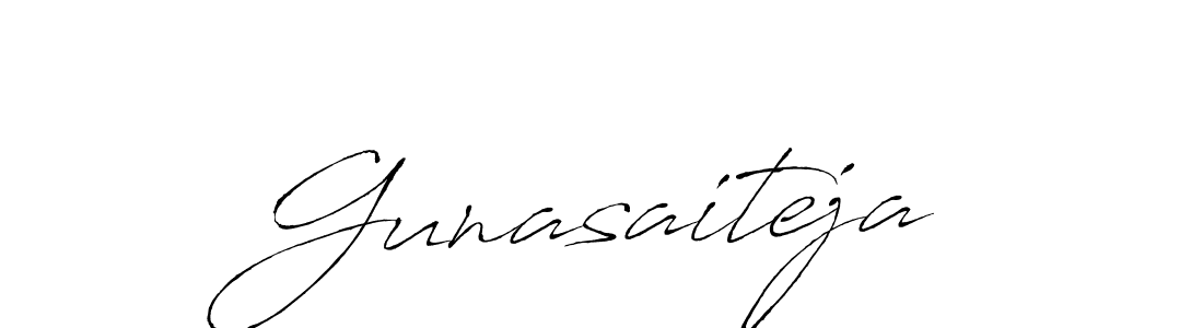 The best way (Antro_Vectra) to make a short signature is to pick only two or three words in your name. The name Gunasaiteja include a total of six letters. For converting this name. Gunasaiteja signature style 6 images and pictures png