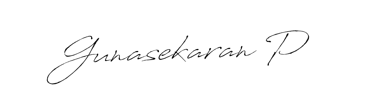 How to make Gunasekaran P name signature. Use Antro_Vectra style for creating short signs online. This is the latest handwritten sign. Gunasekaran P signature style 6 images and pictures png