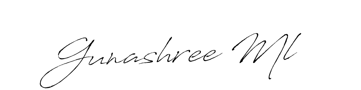 This is the best signature style for the Gunashree Ml name. Also you like these signature font (Antro_Vectra). Mix name signature. Gunashree Ml signature style 6 images and pictures png