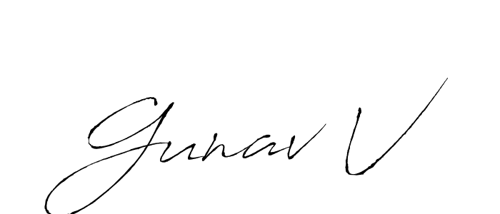 You can use this online signature creator to create a handwritten signature for the name Gunav V. This is the best online autograph maker. Gunav V signature style 6 images and pictures png