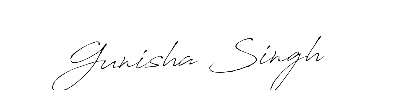 Make a beautiful signature design for name Gunisha Singh. With this signature (Antro_Vectra) style, you can create a handwritten signature for free. Gunisha Singh signature style 6 images and pictures png
