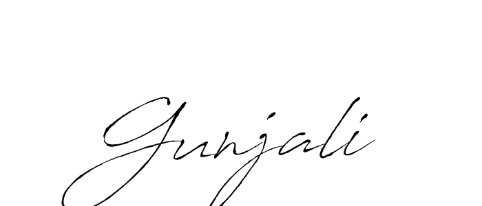 Make a beautiful signature design for name Gunjali. With this signature (Antro_Vectra) style, you can create a handwritten signature for free. Gunjali signature style 6 images and pictures png