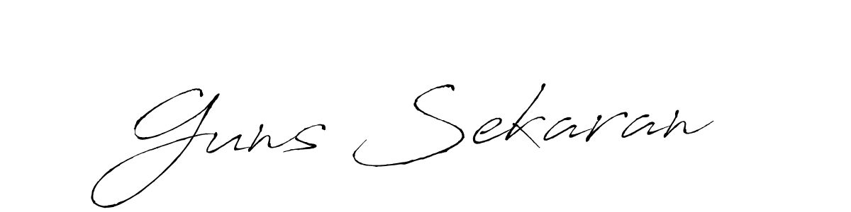 Make a beautiful signature design for name Guns Sekaran. With this signature (Antro_Vectra) style, you can create a handwritten signature for free. Guns Sekaran signature style 6 images and pictures png