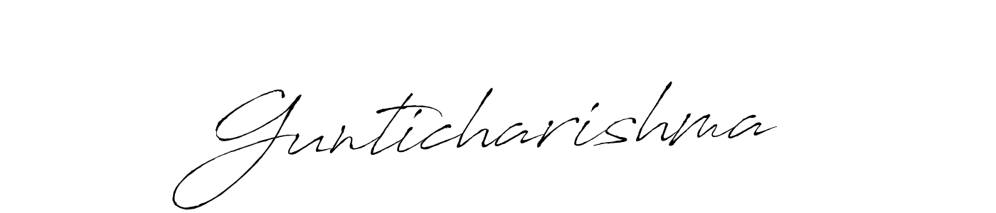 The best way (Antro_Vectra) to make a short signature is to pick only two or three words in your name. The name Gunticharishma include a total of six letters. For converting this name. Gunticharishma signature style 6 images and pictures png