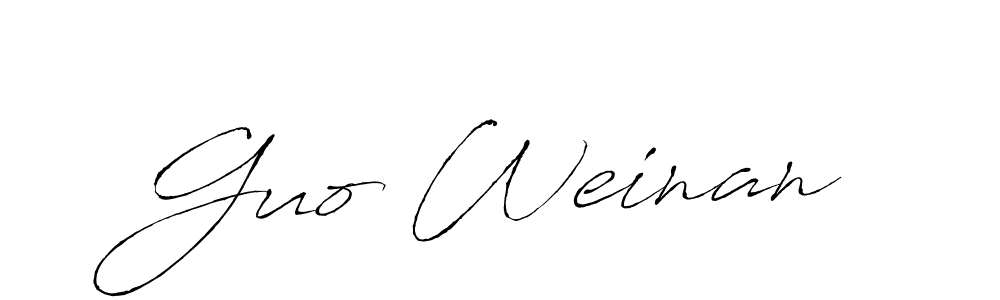 The best way (Antro_Vectra) to make a short signature is to pick only two or three words in your name. The name Guo Weinan include a total of six letters. For converting this name. Guo Weinan signature style 6 images and pictures png