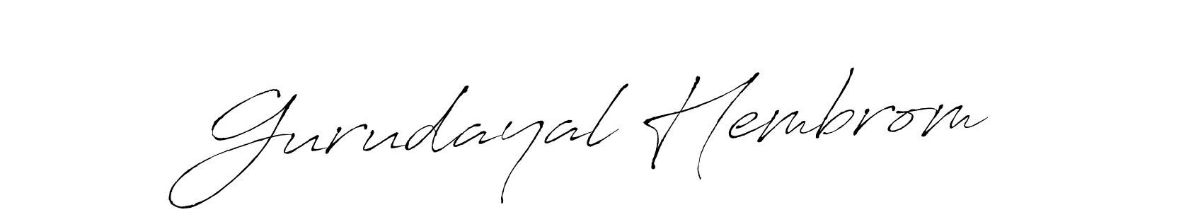 How to make Gurudayal Hembrom name signature. Use Antro_Vectra style for creating short signs online. This is the latest handwritten sign. Gurudayal Hembrom signature style 6 images and pictures png