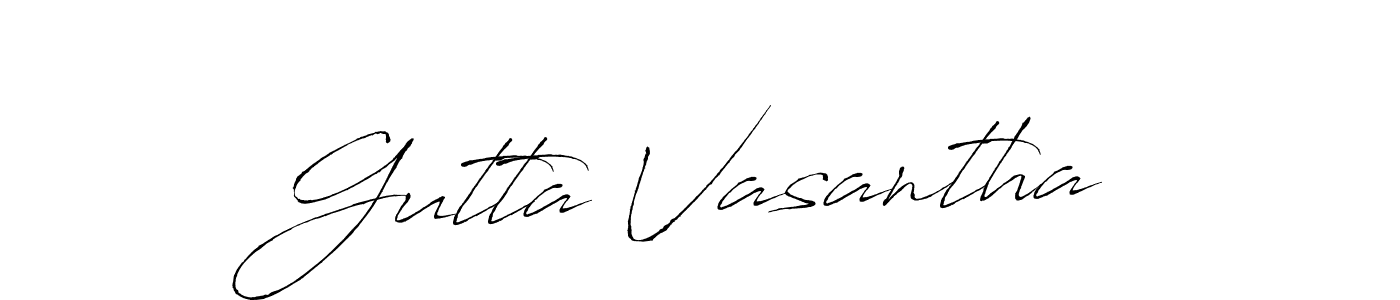 The best way (Antro_Vectra) to make a short signature is to pick only two or three words in your name. The name Gutta Vasantha include a total of six letters. For converting this name. Gutta Vasantha signature style 6 images and pictures png