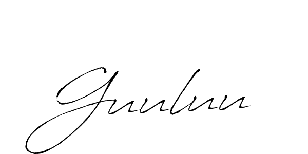 Design your own signature with our free online signature maker. With this signature software, you can create a handwritten (Antro_Vectra) signature for name Guuluu. Guuluu signature style 6 images and pictures png