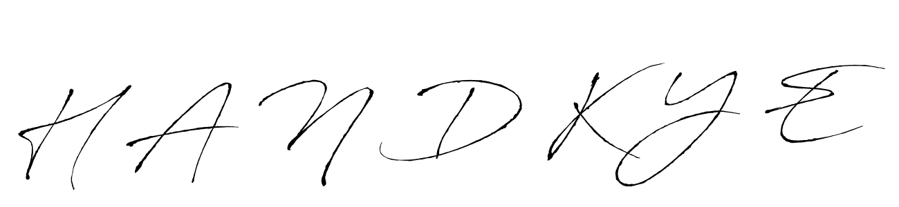 The best way (Antro_Vectra) to make a short signature is to pick only two or three words in your name. The name H A N D K Y E include a total of six letters. For converting this name. H A N D K Y E signature style 6 images and pictures png