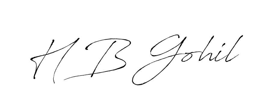 if you are searching for the best signature style for your name H B Gohil. so please give up your signature search. here we have designed multiple signature styles  using Antro_Vectra. H B Gohil signature style 6 images and pictures png