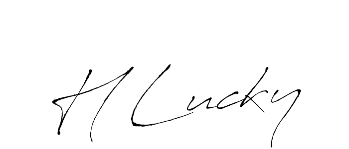 Also You can easily find your signature by using the search form. We will create H Lucky name handwritten signature images for you free of cost using Antro_Vectra sign style. H Lucky signature style 6 images and pictures png