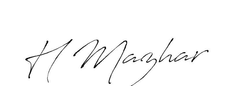 How to make H Mazhar name signature. Use Antro_Vectra style for creating short signs online. This is the latest handwritten sign. H Mazhar signature style 6 images and pictures png