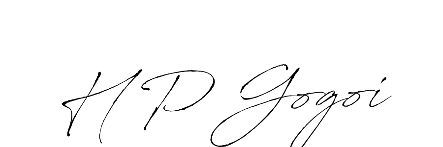 Antro_Vectra is a professional signature style that is perfect for those who want to add a touch of class to their signature. It is also a great choice for those who want to make their signature more unique. Get H P Gogoi name to fancy signature for free. H P Gogoi signature style 6 images and pictures png