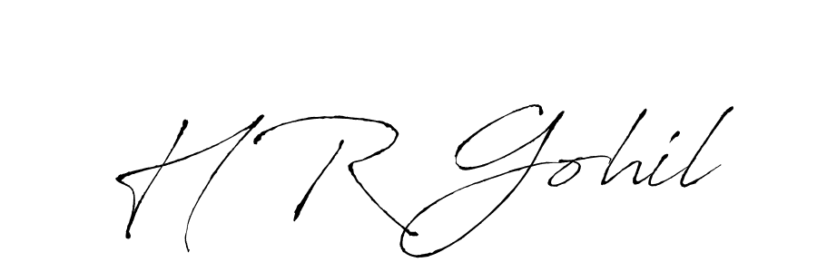 How to make H R Gohil name signature. Use Antro_Vectra style for creating short signs online. This is the latest handwritten sign. H R Gohil signature style 6 images and pictures png