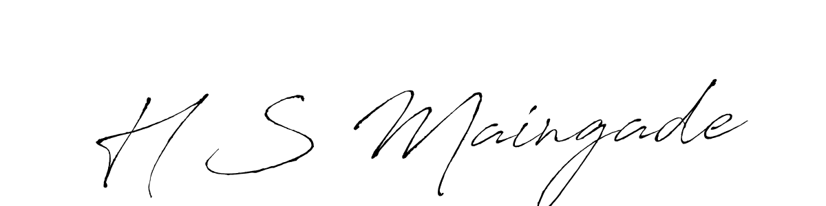 How to make H S Maingade name signature. Use Antro_Vectra style for creating short signs online. This is the latest handwritten sign. H S Maingade signature style 6 images and pictures png