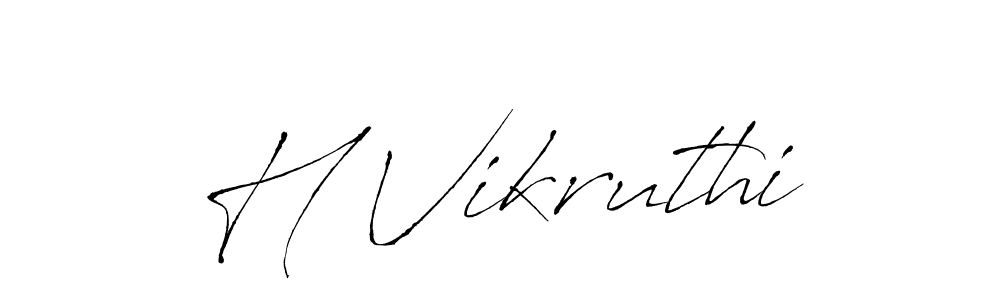 if you are searching for the best signature style for your name H Vikruthi. so please give up your signature search. here we have designed multiple signature styles  using Antro_Vectra. H Vikruthi signature style 6 images and pictures png