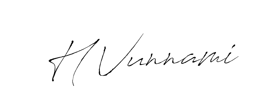 You should practise on your own different ways (Antro_Vectra) to write your name (H Vunnami) in signature. don't let someone else do it for you. H Vunnami signature style 6 images and pictures png