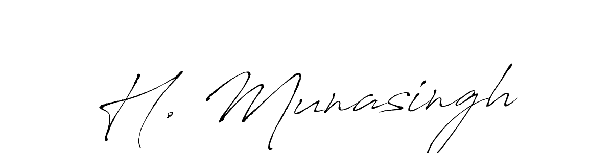 How to make H. Munasingh name signature. Use Antro_Vectra style for creating short signs online. This is the latest handwritten sign. H. Munasingh signature style 6 images and pictures png