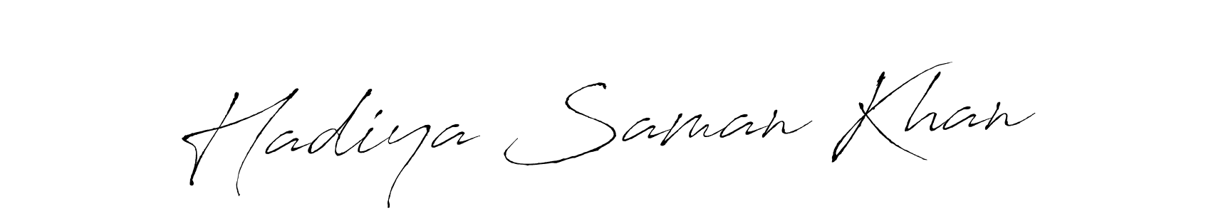 Antro_Vectra is a professional signature style that is perfect for those who want to add a touch of class to their signature. It is also a great choice for those who want to make their signature more unique. Get Hadiya Saman Khan name to fancy signature for free. Hadiya Saman Khan signature style 6 images and pictures png