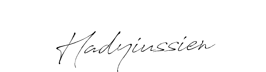 Design your own signature with our free online signature maker. With this signature software, you can create a handwritten (Antro_Vectra) signature for name Hadyiussien. Hadyiussien signature style 6 images and pictures png