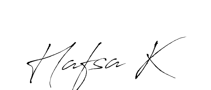 How to make Hafsa K name signature. Use Antro_Vectra style for creating short signs online. This is the latest handwritten sign. Hafsa K signature style 6 images and pictures png