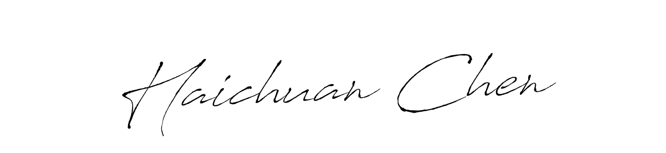 The best way (Antro_Vectra) to make a short signature is to pick only two or three words in your name. The name Haichuan Chen include a total of six letters. For converting this name. Haichuan Chen signature style 6 images and pictures png