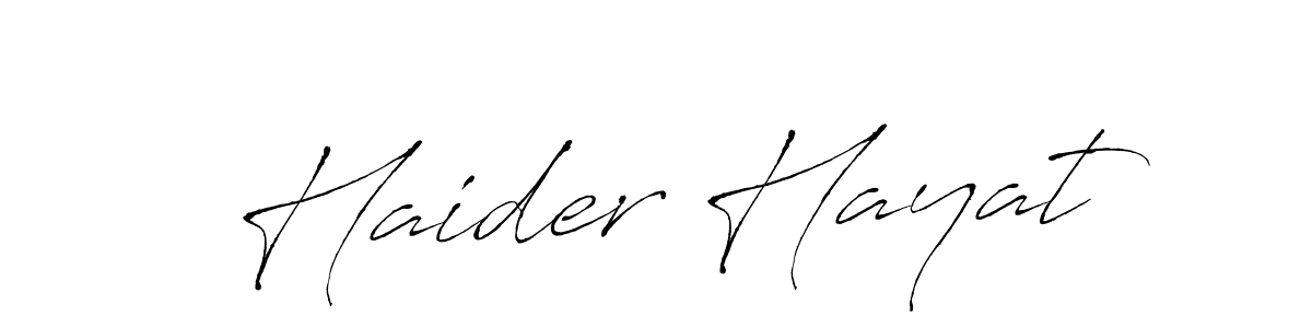 How to make Haider Hayat name signature. Use Antro_Vectra style for creating short signs online. This is the latest handwritten sign. Haider Hayat signature style 6 images and pictures png