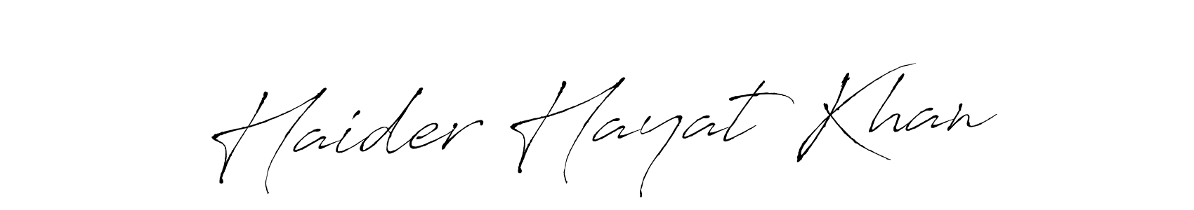 How to make Haider Hayat Khan name signature. Use Antro_Vectra style for creating short signs online. This is the latest handwritten sign. Haider Hayat Khan signature style 6 images and pictures png