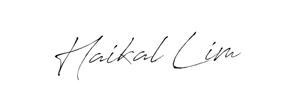 The best way (Antro_Vectra) to make a short signature is to pick only two or three words in your name. The name Haikal Lim include a total of six letters. For converting this name. Haikal Lim signature style 6 images and pictures png