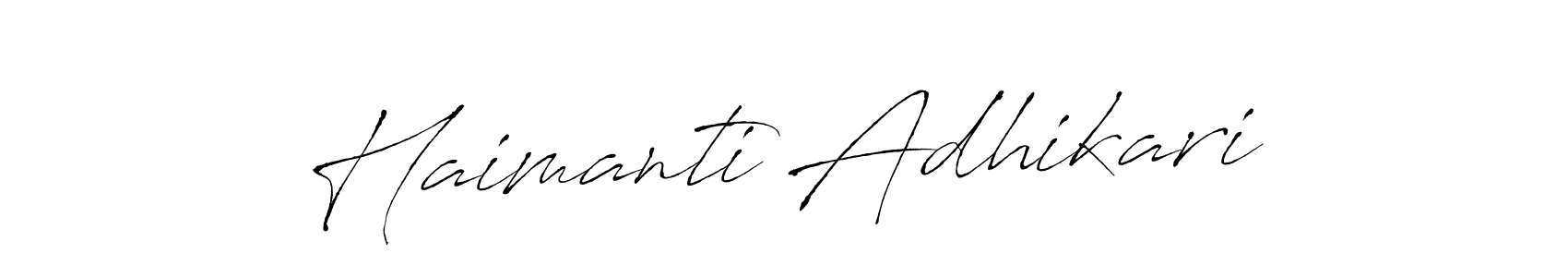 How to make Haimanti Adhikari name signature. Use Antro_Vectra style for creating short signs online. This is the latest handwritten sign. Haimanti Adhikari signature style 6 images and pictures png