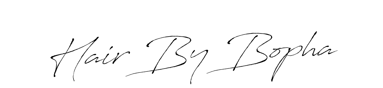 How to make Hair By Bopha name signature. Use Antro_Vectra style for creating short signs online. This is the latest handwritten sign. Hair By Bopha signature style 6 images and pictures png