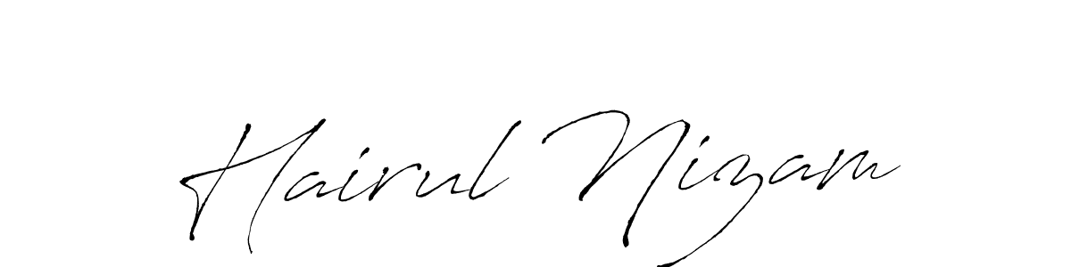 How to make Hairul Nizam signature? Antro_Vectra is a professional autograph style. Create handwritten signature for Hairul Nizam name. Hairul Nizam signature style 6 images and pictures png