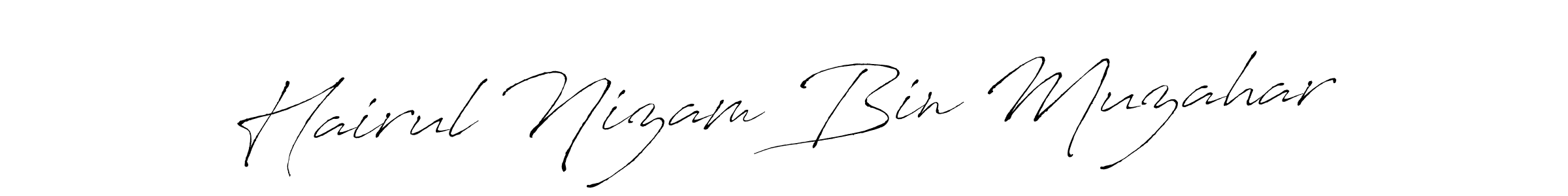 How to make Hairul Nizam Bin Muzahar name signature. Use Antro_Vectra style for creating short signs online. This is the latest handwritten sign. Hairul Nizam Bin Muzahar signature style 6 images and pictures png