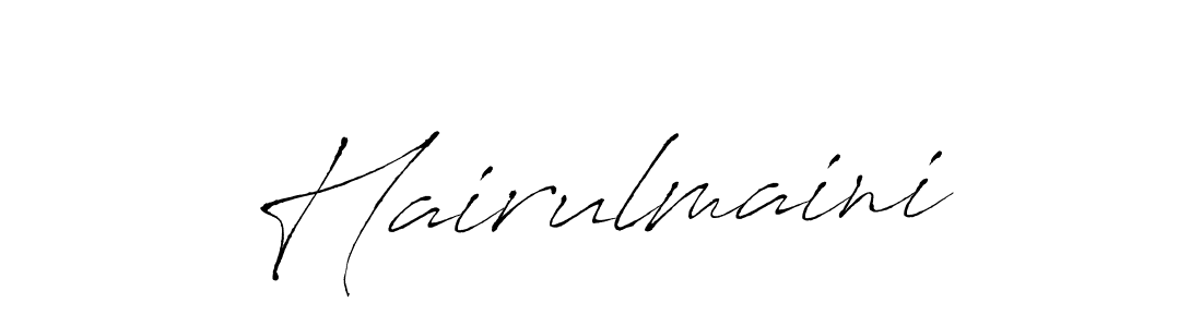 Create a beautiful signature design for name Hairulmaini. With this signature (Antro_Vectra) fonts, you can make a handwritten signature for free. Hairulmaini signature style 6 images and pictures png