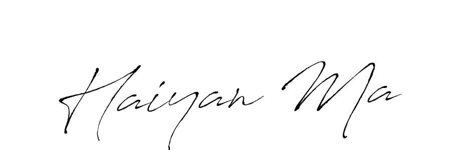 The best way (Antro_Vectra) to make a short signature is to pick only two or three words in your name. The name Haiyan Ma include a total of six letters. For converting this name. Haiyan Ma signature style 6 images and pictures png