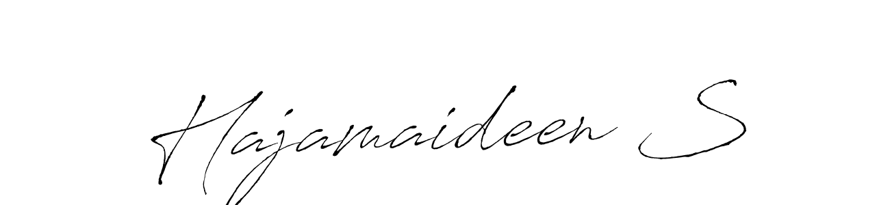 How to make Hajamaideen S name signature. Use Antro_Vectra style for creating short signs online. This is the latest handwritten sign. Hajamaideen S signature style 6 images and pictures png