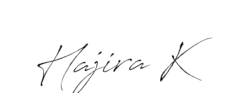 if you are searching for the best signature style for your name Hajira K. so please give up your signature search. here we have designed multiple signature styles  using Antro_Vectra. Hajira K signature style 6 images and pictures png